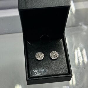 Sterling Silver Diamond Stud Earrings